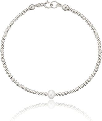 Lily & Roo Silver Beaded Single Pearl Bracelet