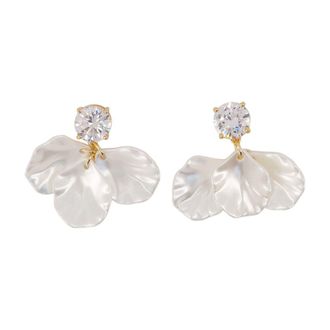 Self Portrait Womens Crystal Petal Earrings Self Portrait Pearls White Jewelry-Watches
