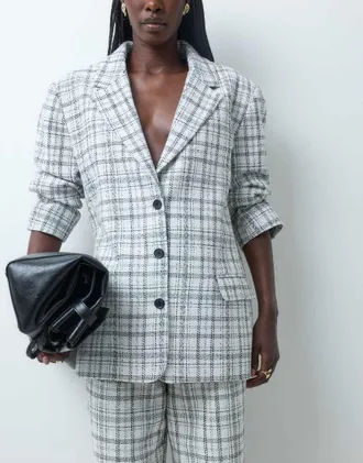 Asos blazer oversize sartoriale a quadri bianco inverno