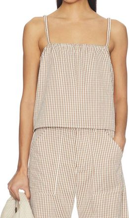 LnA Brandy Chic Top In Brown Check