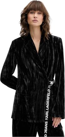 Karl Lagerfeld Fluwelen Blazer - Dames - Blazers - Zwart - L - Polyester - Jassen