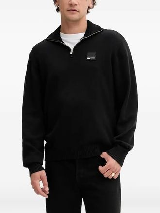 Karl Lagerfeld half-zip logo-patch sweatshirt - men - Cotton - L - Black