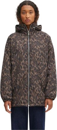 Fiorucci Nylon Banimalier Print Zip Up - Dames - Zomerjassen - Bruin - M - Nylon - Jassen