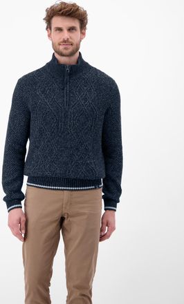 Lerros Strickpullover LERROS LERROS Strickpullover mit Zopfmuster und Troyerkragen, Herren, Gr. XXL, classic navy, 67% Baumwolle, 33% Polyacryl, ohne Ausschn