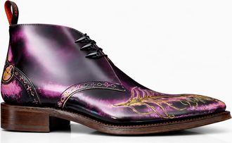 Jeffery West Mens Moon Eye Peacock Chukka Boot - Pink Leather - Size UK 7