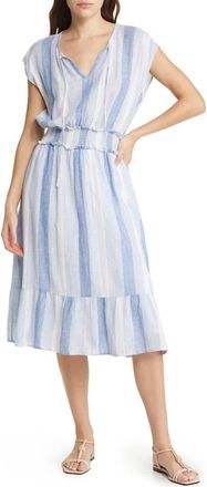Rails Ashlyn Stripe Smocked Waist Linen Blend Dress in Nevis Stripe at Nordstrom Rack, Size Xx-Small