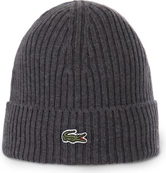 Lacoste Beanie Rib Knit - Heren - Hoeden - Grijs - ONE Size - Accessoires