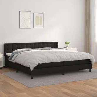 vidaXL Vidaxl - Cama Box Spring Con Colch&oacute;n Cuero Sint&eacute;tico Negro 200x200 Cm