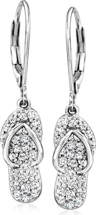 Ross-Simons Diamond Flip-Flop Drop Earrings in Sterling Silver