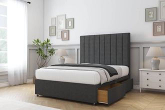 Sloomy Kansas Dumfries Divan Set 2 Drawers-54 Headboard in Dark Grey | Size: King
