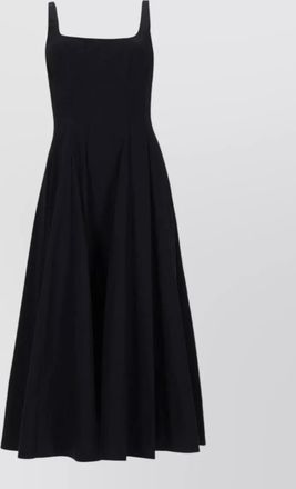 Staud midi dress sleeveless square neck flared skirt