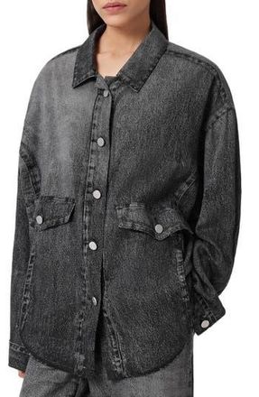 AllSaints Hettie Illusion Denim Shacket in Illusion Black at Nordstrom Rack, Size Large