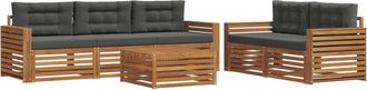 vidaXL Conjunto De Sof&aacute;s De Exterior 6 Uds. Natural Y Antracita Vidaxl