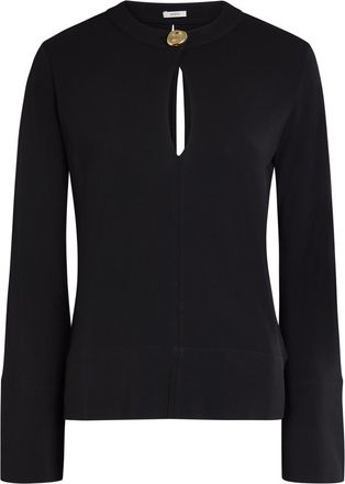 Joseph Fabiola Keyhole Jersey Blouse - Black - S (UK8-10 / S)