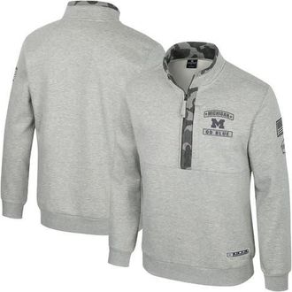Colosseum Mens Colosseum Heather Gray Michigan Wolverines OORAH OHT Military Appreciation Fleece Quarter-Zip Jacket at Nordstrom, Size Medium
