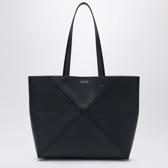 Loewe Medium Puzzle Fold tote bag in navy blue leather