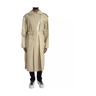 Bottega Veneta Beige Leren Trenchcoat Jas - Heren - Trenchcoats - Beige - XS - Leer - Jassen