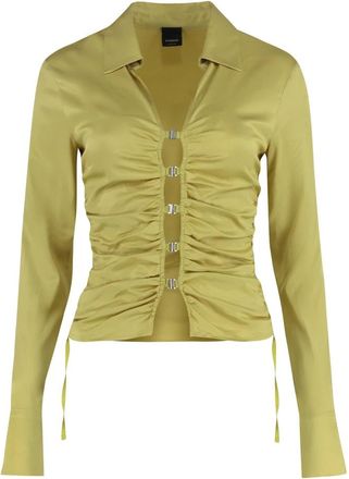 Pinko Caravan Viscose Jersey Shirt - Dames - Overhemden - Groen - S - Overhemden