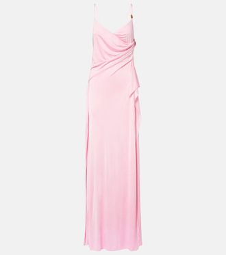 Versace Medusa gathered jersey gown