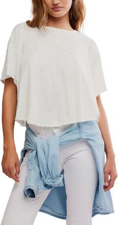 Free People Elsie Linen & Cotton Slub Jersey Swing T-Shirt in Whisper White at Nordstrom, Size Large