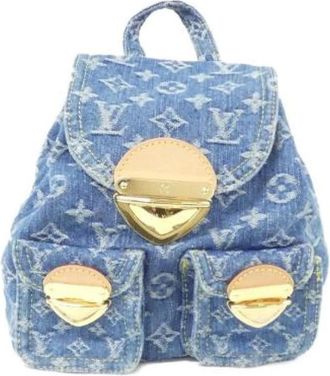 Louis Vuitton Pre-owned LV Remix Monogram Denim Rugzak - Dames - Vintage Rugzakken - Blauw - ONE Size - Denim - Vintage