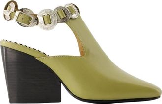 Toga Archives Khaki Leren Sandalen met Drievoudige Bandjes - Dames - Pumps - Beige - 36 EU - Leer - Schoenen