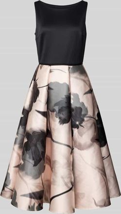 Swing Cocktailkleid mit Rundhalsausschnitt in Black, Gr&ouml;&szlig;e 34
