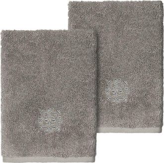 Linum Home Textiles 100% Turkish Cotton Alyssa 2Pc Embellished Washcloth Set