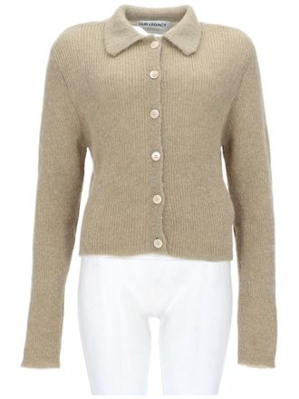 Our Legacy Ribbed Knit Cardigan With Classic Polo Collar And Button-Down Front