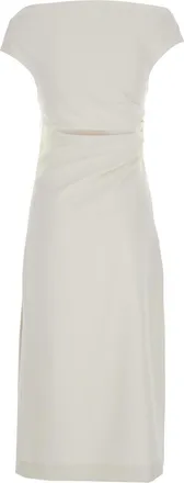 P.A.R.O.S.H. Womens Long Dress With Square Neckline, White Polyester