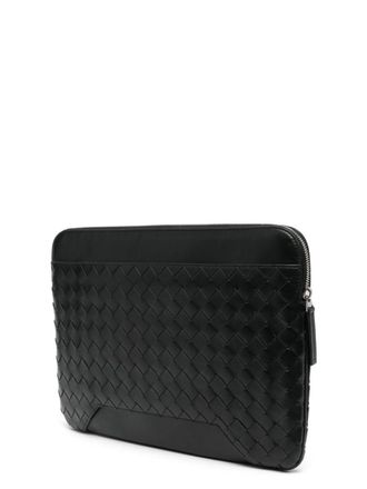 Bottega Veneta Mens Document Holder Getaway Black Calf Leather Clutch Bags
