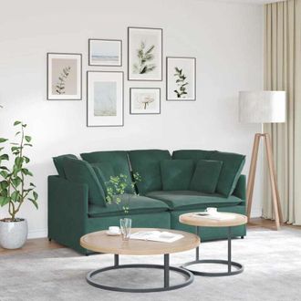 vidaXL Divano Modulare con Cuscini in Velluto Verde Scuro - Vidaxl