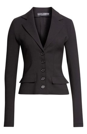 Dolce & Gabbana Tailored Stretch Wool Jacket in Nero at Nordstrom, Size 10 Us