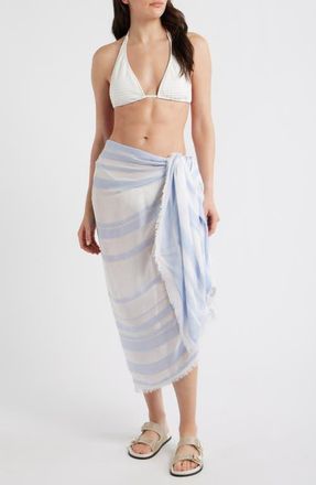 Nordstrom Sheer Stripe Pareo Wrap in Blue- Ivory at Nordstrom