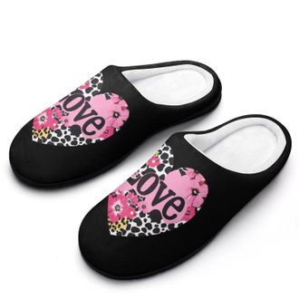 Generic Leopard Cow Love Heart Funny Mens Slippers Cotton Warm House Shoes Memory Foam Sandals Print Size 7-14