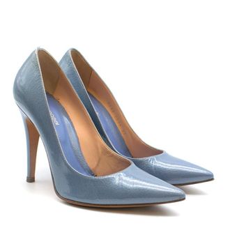 Sergio Rossi Blue Patent Leather Pointed Godiva Pumps Size 37