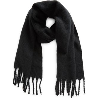 Nordstrom Brushed Fringed Scarf in Black at Nordstrom Rack