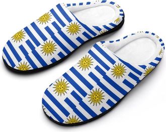 Generic Uruguay Flag Cotton Slippers for Women Indoor Outdoor Slipper Slip-On Memory Foam Home Shoes