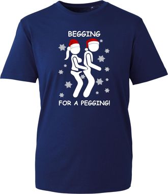 Generic Begging for a Pegging Tee, Funny Stag Do Christmas Shirt, Festive Joke Top for Holiday Nights, Novelty Xmas 2025 Gift UK (Navy, XL)