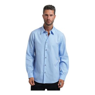 A|X Armani Exchange Geometric Jacquard Shirt - Heren - Casual Overhemden - Blauw - XL - Katoen - Overhemden