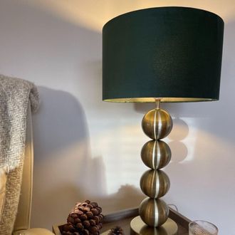 Pagazzi Aila Antique Brass Table Lamp with Green Shade in Gold