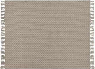 Beliani Beliani - Colcha Manta Decorativa Con Flecos Algod&oacute;n Gris Pardo 150 X 200 Cm Bere