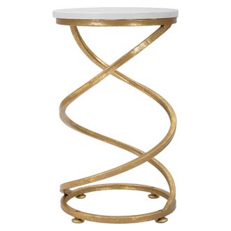 Dmora Mesa De Centro Darigana, Forma Redonda, Color Superficie Blanco, Estructura De M&aacute;rmol, 28x28x48h Cm Blanco M&aacute;rmol