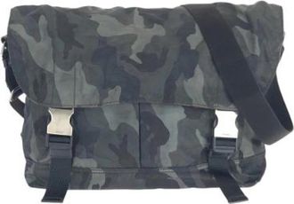 Prada Pre-owned Tessuto Nylon Leather Messenger Bag - Heren - Vintage Schoudertas - Groen - ONE Size - Nylon - Vintage