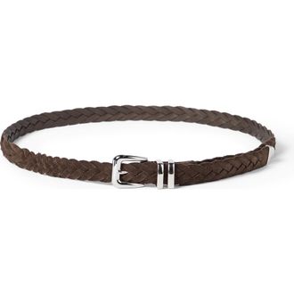 Brunello Cucinelli Reversed calfskin belt in Rust Brown at Nordstrom, Size 105