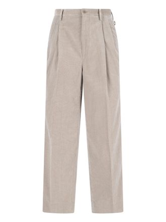 Kaptain Sunshine Cream Ribbed Mid-Rise Corduroy Trousers
