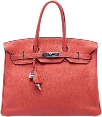 Herm&egrave;s Pre-owned Birkin 35 - Dames - Vintage Handtas - Rood - ONE Size - Leer - Vintage