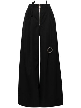 The Attico wide-leg wool trousers - women - Virgin Wool/Viscose - 40 - Black