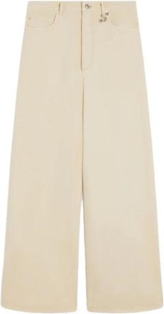 Sportmax Oversized Laaghangende Ivoor Katoenen Broek - Dames - Wijde Broeken - Beige - W29 - Katoen - Broeken