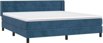 vidaXL Cama Box Spring Con Colch&oacute;n Terciopelo Azul Oscuro 180x200 Cm Vidaxl